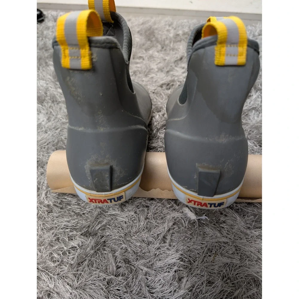XTRATUF Mens 6 Inch Ankle Deck Boot Grey Waterproof Fishing Rain Boots 6085